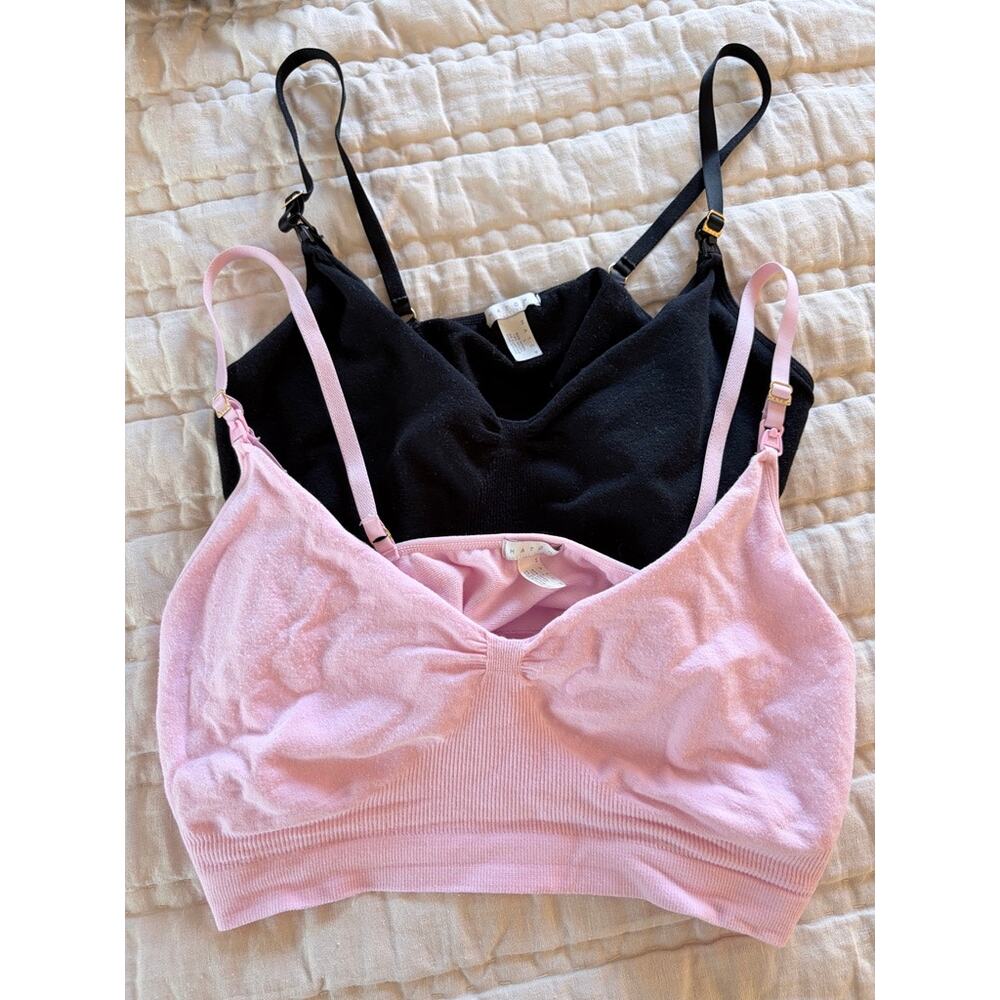 Hatch Maternity Pumping Nursing Bra Bundle Black Pink L